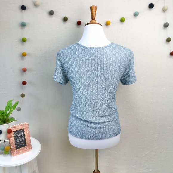 Clio Textured Career Top in Light Blue - Petite Medium - Picture 4 of 16